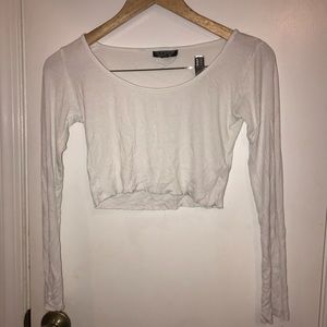 TOPSHOP White Long Sleeve Crop Top